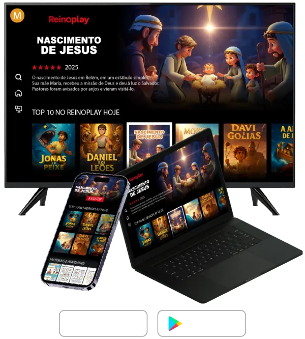 O ReinoPlay na TV, no celular e no notebook