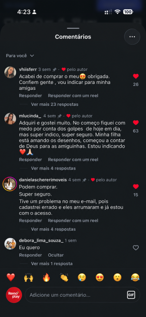 Comentários de mães e pais sobre o ReinoPlay